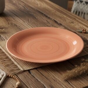 Citrus Grove Orange & Salmon Swirl Dinner Plate, Hand Painted Ceramic Tableware